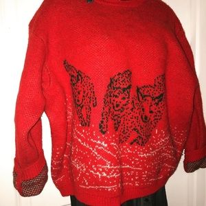 Vintage Sisley 3 snow leopards sweater angora/wool